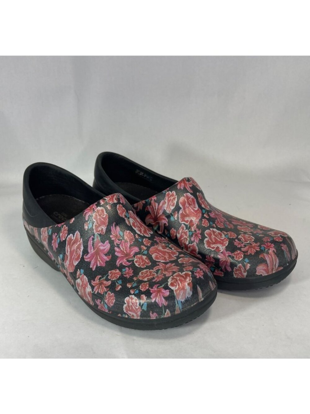 Womens Crocs Clogs W11 Dual Comfort Floral  Black, red & pink
